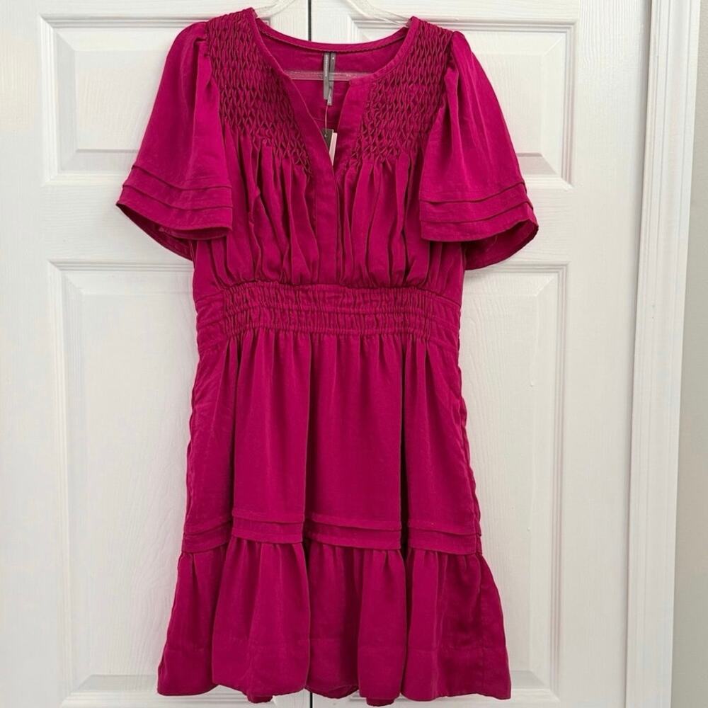 Anthropologie The Somerset Silky Mini Dress Raspberry Pink NWT Medium
